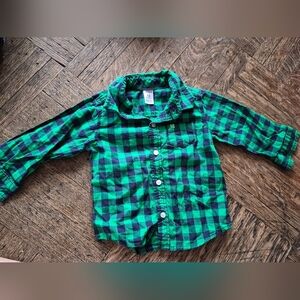 Carter's Vibrant Green and Navy Plaid Shirt